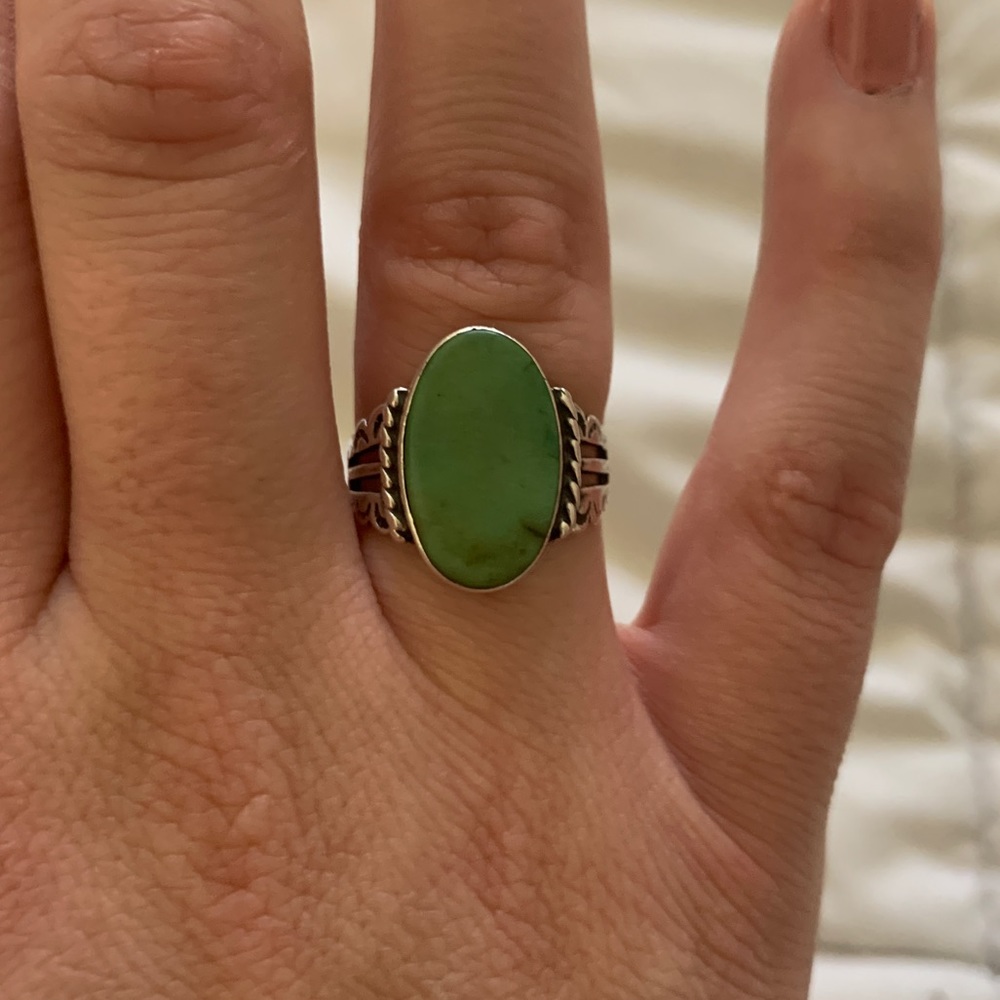 Vintage Fred Harvey Green Turquoise Ring